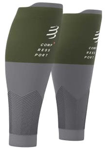 COMPRESSPORT R2v2 Manchon de mollet unisexe adulte RF Green/Steel Grey (Multicolore), 34-38 cm