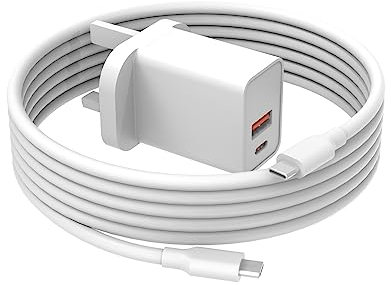 20W PD USB-C Charger Fit for iPad 11th/10th Generation 11/10.9 inch 2025 2022 Gen A3355 A3356 A2757 A2777 A2696 Model Charging Plug with 1.8m Cable