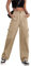 Dordanity Y2K Cargohose für Damen Baggy Hosen High Waist Wanderhose Baumwolle Arbeitshose mit Multi Taschen(Khaki,S)