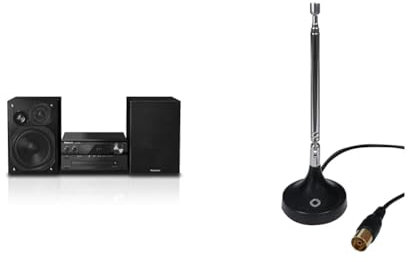 Panasonic SC-PMX94EG-K Micro HiFi System & Oehlbach Radio Rod FM DAB+ Stabantenne für DAB+ FM UKW Stereo Radioempfang (75 Ohm, Teleskopantenne, Magnetfuß, Koax F-Secker Adapter) schwarz 17207