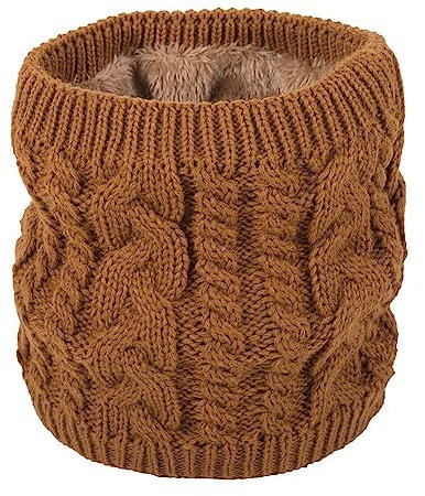 ihreesy Winter Strickschal, Warm Halswärmer Unisex Gestrickter Winterschal Warmer Runde Schlauchschal Loop Schal Halsschlauch Damen Herren Nackenwärmer Elastisch Weich Fleecefutter Halswärmer,Gelb