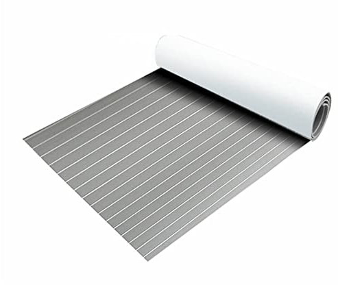 2400 x 600 x 6,5 mm, rutschfeste Eva-Schaum-Bootsmatte, Teak-Terrassendiele, Marine-Bodenbelag, künstliche Bootsdeck-Blatt-Matte, Unterlage, braun und grau