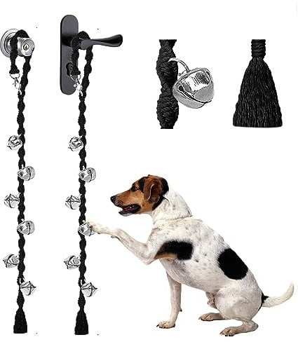 GINIDEAR Dog Bells to Go Outside & Puppy Potty Training, Adjustable Dog Door Bell Ring to Go Potty, Handmade with Premium Yarn. Twisted Style, Black 2 Count