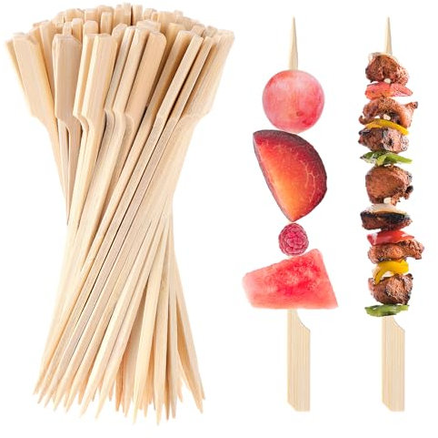 Brochettes en bambou de 15 cm, 100 bâtonnets de bambou pour cocktails, apéritifs, cure-dents, brochettes Kabab, brochettes en bois pour cocktails, fruits, grillades, boissons, barbecue, fondue