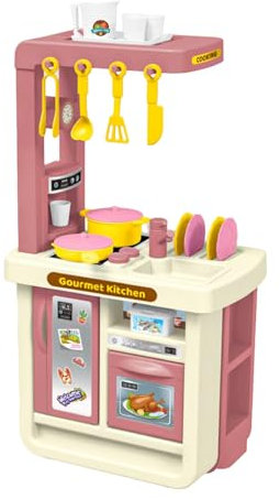 AWHAO Ensemble de Jeu de Cuisine, 43 pièces, Jouet de Simulation, cuisinière de Cuisine pour Restaurant, Rose