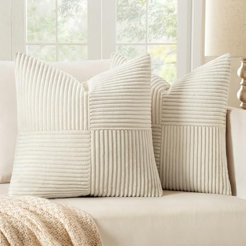 MIULEE 2er Set Kissenbezug 40x40cm Beige Kissenhülle Kissenbezüge Sofakissen Dekokissen Boho Couchkissen Kord Dekorative Zierkissenbezug für Sofa