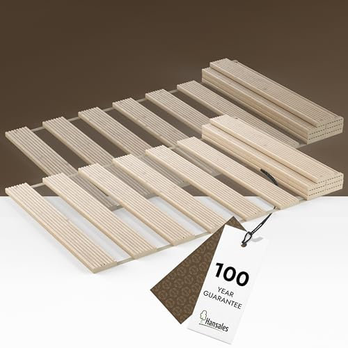 Hansales Sommier à Lattes 160x200 (80x200 2pcs) sans Pieds pour Lit 2 Personnes - 13 Lattes pour Sommier - Pin Bois Massif - Fabriqué dans l'EU