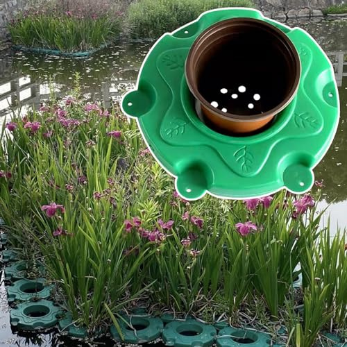 Panier Plante Aquatique Bassin Pot de Jardinière Flottant Rond pour Étang de Jardin, Paniers D'étang D'aménagement Paysager Pots de Semis Réutilisable, Îlot Végétal Flottant pour la Gestion de la Rivi