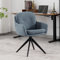 chairus Chaise de Bureau sans Roulette Fauteuil Pivotant Salon en Chenille Ergonomique Chaise Chambre avec Pieds en Métal (Bleu)