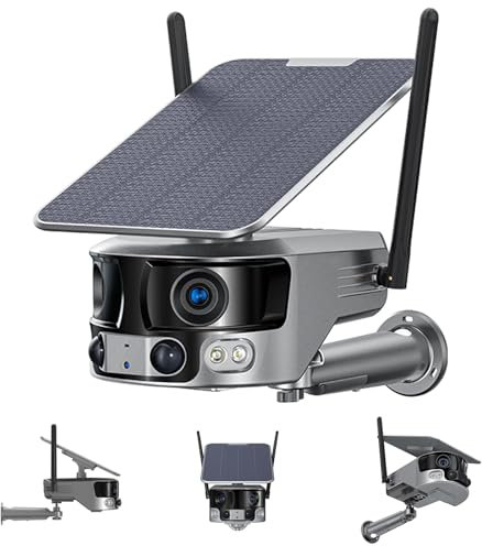 Zsucceed 4K 4G Wireless Outdoor Camera with Solar Panel Dual Lens Linkage Camera, 360 PTZ Camera w/Auto Tracking, PIR Motion Detection, 10x Zoom, Color Night Vision - Y6