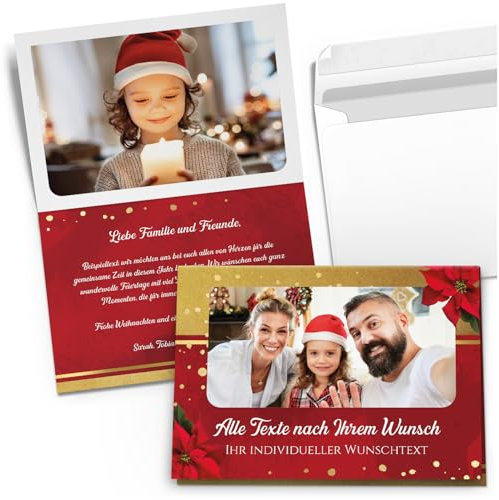 10 PERSONALISIERTE Weihnachtskarten mit Text und Foto - individueller Weihnachtsgruß Grußkarte Weihnachten Einladung Familie geschäftlich Motiv 23