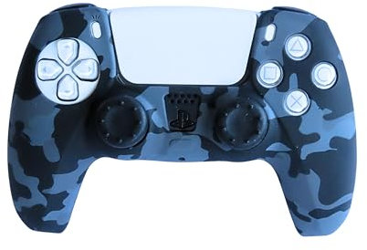 Funda Mando PS5- Impermeable, Resistente y Antideslizante -Diseño Gris Camuflaje - Protección Segura para Mandos ps5 Duraderos- con Juego de empuñaduras a Juego con la Funda para Mando ps5