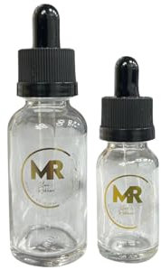 Pack of 2 Glass Cosmetic Face Serum Bottles, Glass Dropper Bottles, Salon Hair Essential Oil Dropper Bottles (15ml - 30ml), Organiser, Refillable, Durable, Precision Dropper, Skincare - 4600 (CLEAR)
