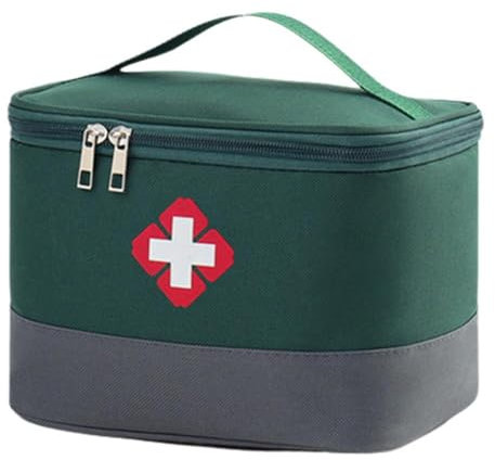 Atthatmmt Erste-Hilfe-Aufbewahrungstasche für den Haushalt, hohe Kapazität, Desinfektionsmittel, Prävention, Wundbox, Wasser, Iodophor, Z0L4 Patch-Organizer, grün, S