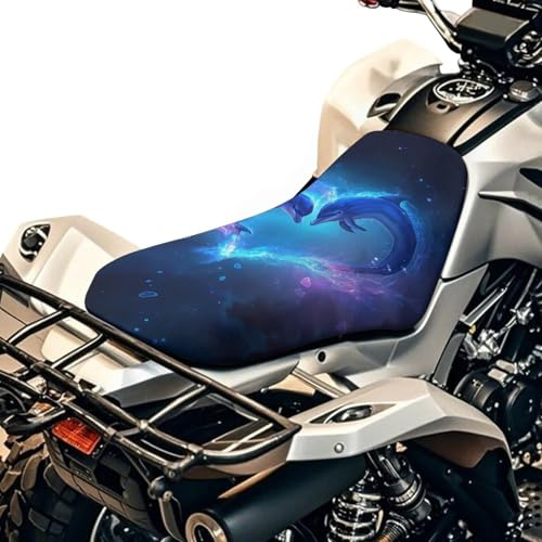 Wanyint Allwetter-ATV-Sitzbezug, 63,5 x 25,4 cm, wasserdicht, strapazierfähig, 4-Rad-Sitzbezug, ATV-Zubehör, Dekor für Yamaha Raptor 700, Polaris Sportsman 450/750, Delphin Love Blue