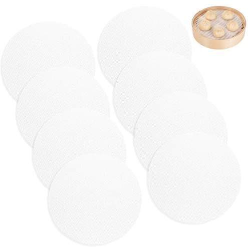 8 Stück Silikon Dämpfer Matte 33cm,Wiederverwendbare Dämpfer Matte Antihaft | Runde Netz für Dampfgarer, Weiß Antihaft Dampfmatte für Gedämpfte Brötchen, Knödel, Gebäck