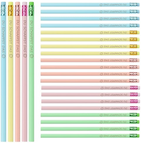 anyts 30 Stück Glücksstift Bleistifte Du Schaffst Das Geschenk Bleistift Hb Set Glücksbringer Prüfung Viel Glück Geschenke für Lehrer, Kollegen, Schulkind