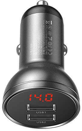 Baseus Car Charger Digital Display Dual USB 4.8A 24W Silver (CCBX-0S)