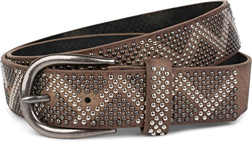 styleBREAKER Nietengürtel mit 2-farbigen Nieten im Zacken Look, Vintage Gürtel, kürzbar, Unisex 03010069, Farbe:Braun, Größe:95cm