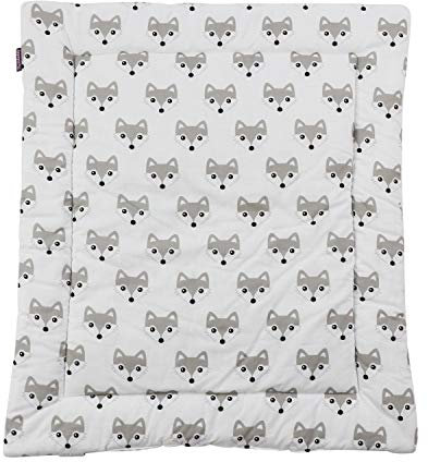 Puckdaddy Wickelauflage Foxi - 65x75 cm, Wickelunterlage aus 100% Baumwolle nach OEKO-TEX geprüft, mit Fuchs Muster in Weiß, weiche Wickeltischauflage für Wickelkommoden, waschmaschinengeeignet