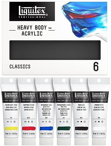 LIQUITEX Profesional Heavy Body - Pintura acrílica Profesional de Cuerpo Espeso, Set de 6 Tubos de 59 ml, Colores clásicos