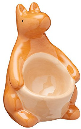 KitchenCraft Ceramic Kangaroo-Shaped Novelty Egg Cup, 9.5 x 7.5 x 10.5 cm (3.5 x 3 x 4) - Beige / Brown