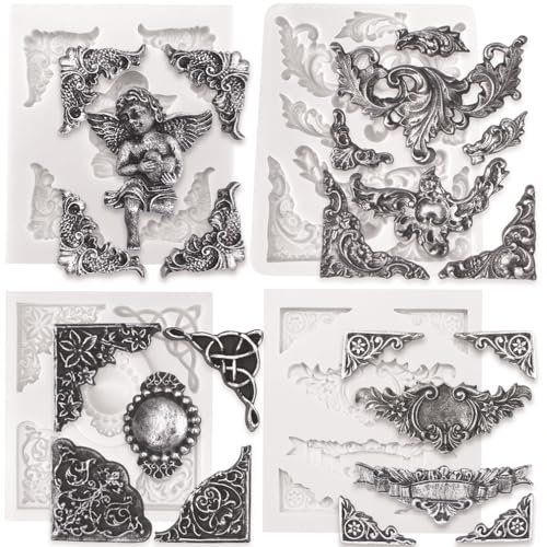 Funshowcase Molde de silicona para decoración de pasteles, arcilla polimérica, 4 unidades