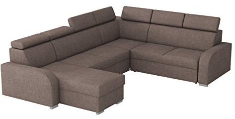 Mirjan24 Ecksofa Apollo 2rR2pLC mit Bettkasten und Schlaffunktion, Komfortecksofa, Eckcouch mit verstellbare Kopfstützen, Polsterecke Farbauswahl, Wohnlandschaft für Wohnzimmer (Crown 4)