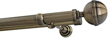 Sento 25/16mm Metall Gardinenstange Vorhangstange 2-läufig Messing Antik Classic 320 cm Bona