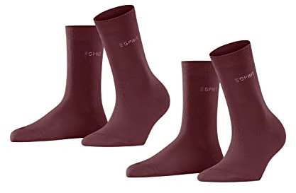 ESPRIT Damen Socken Uni 2-Pack W SO Baumwolle einfarbig 2 Paar, Rot (Shadow Red 8138), 35-38