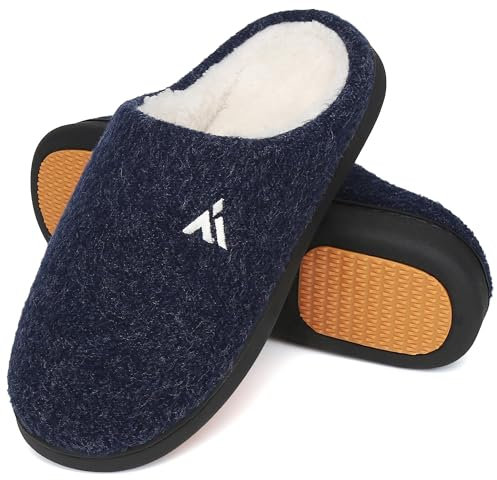 Mishansha Zapatillas Casa Hombre Mujer Invierno Pantuflas Hombre Invierno Zapatillas de Casa Antideslizantes Calientes Slippers Oxford Azul, Gr.44 EU
