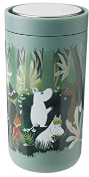 Stelton To-Go Click - Thermobecher, doppelwandige Isolierflasche - Rostfreier, auslaufsicherer Kaffeebecher/Teebecher mit Smart-Click-Deckel - Heiße Getränke - 0,2 Liter, Moomin Camping