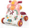 GOPLUS 3-in-1 Lauflernwagen, als Spielzentrum Lauflernhilfe Rutschauto, Abnehmbares Spielbrett, mit Licht & Musik, Vielseitiges Spielzeug, Geschenk für 12-36 Monaten (Rosa)