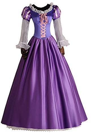 SMchwbc Cosplay Erwachsene Frauen Prinzessin Rapunzel Cosplay Kostüm DramaKostüm Mädchen Frauen Kostüm Lila Schnürballkleid Partykleid Dienstmädchen-Outfit (Color : Dress and Wig, Size : XS)