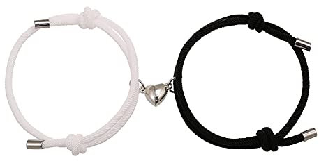 Paar Magnet Armbänder, Beziehung Armband Paar Geschenke für Freund Freundin Männer Frauen und Liebhaber, 2 PCS Mutual Matching Couple Armbänder mit Liebe Herz Anhänger