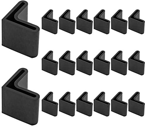 Bivethoi 20 PCS 1 Inch / 25mm Rubber Caps Angle Iron End Caps, L Shaped Rubber Covers Furniture Angle Iron Foot Pads, Shelf Feet Pad Rubber Bed Frame Cover Rack Floor Protector for Shelves (Black)