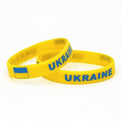 Bontannd Ukrainische Flagge Silikon Armband 2 Stücke Gelb Fußball Souvenir Armband Teens Armreifen Für Patriotische Fußballwettbewerb Männer Frauen Geschenke