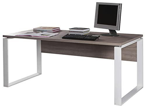 Composad | Scrivania della Linea Disegno con Gambe in Metallo, Scrivania PC Moderna, (LxAxP) 170x74,50x80 cm, Colore Rovere Sonoma e Gambe Bianco, per Ufficio, Studio, Made in Italy