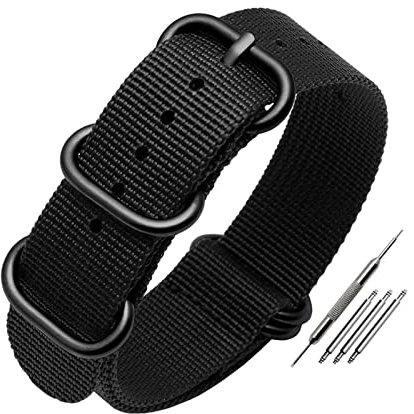 Elegantyl Nato Nylon Uhrenarmband 18mm 20mm 22mm 24mm Stripe Canvas Uhrenarmband Ersatzarmband, 21mm