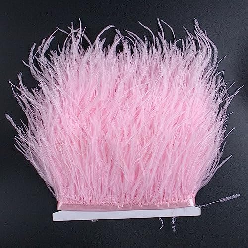 Raibertin Natürliches, flauschiges Straußenfeder-Besatz, Fransenband für Fascinator, Millinerie, Handwerk, Hochzeitskleid, Zubehör, Kleidung, Nähen, Kostüme, Dekoration, 2 Meter (10–15 cm, Rosa)