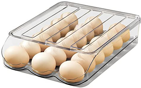 Huevera de gran capacidad para el frigorífico Bandeja organizadora de huevos apilable para el frigorífico Plástico transparente (1 capa)