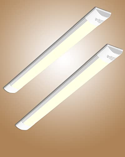 Bellanny 2Pcs LED Feuchtraumleuchte 30cm, 10W 1200LM LED Deckenleucht Röhre Licht, Warmweiß 6500K Werkstattlampe - 2,5cm flach Lampe,130°Abstrahlwinkel Deckenlampe für Wohnzimmer Bad Küche Garage Büro