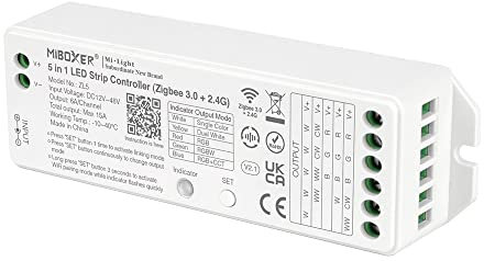 EVEREN MI-ZL5 MiBoxer Milight Funk-Controller RGBCCT 5in1 Zigbee 3.0 + 2,4 GHz für LED-Streifen kompatibel mit APP/Sprachsteuerung und Fernbedienung