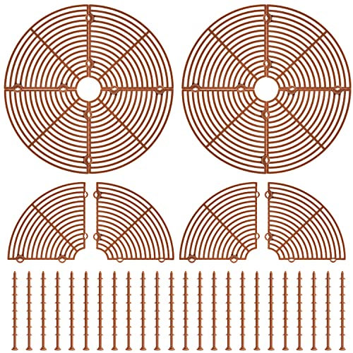 Lot de 3 Cache Pot de Fleur Chat, 30 cm Découpable Grille Pot Fleur avec Découpe Centrale et Piquets, Plastique Protection pour Pot de Fleurs, Bouchon de Creusement de Chat (Marron)