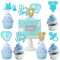 26 Stück Baby Boy Cupcake Toppers, It's a Boy Cake Topper, Geburtstag Baby Shower Party Deko, Glitter Jumpsuit Dekorationen, Blau Gender Reveal Topper Deko