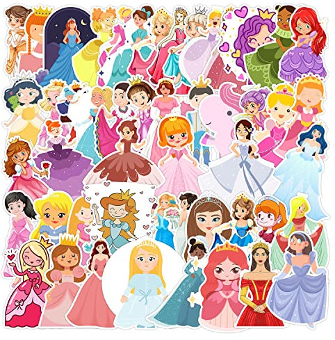 50 Stück Süße Prinzessin Aufkleber für Laptop, Stoßstange, Skateboard, Wasserflaschen, Computer, Telefon, Gitarre, Cartoon-Aufkleber für Kinder, Teenager und Erwachsene