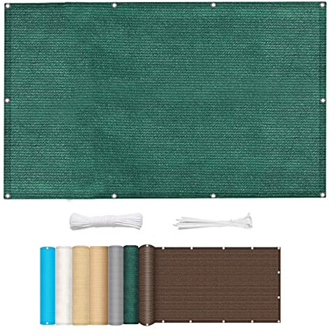 Toile Ombrage 1.5 x 3.8 m Toile Ombrage HDPE Respirant Brise Vue pour Balcon Kit de Fixation sans perçage pour terrasse Jardin Balcon, Vert
