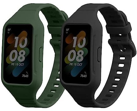 kwmobile Bracelet Compatible avec Huawei Band 7 / Band 6 / Honor Band 6 Bracelet - 2X Bracelet de Rechange en Silicone pour Fitness Tracker