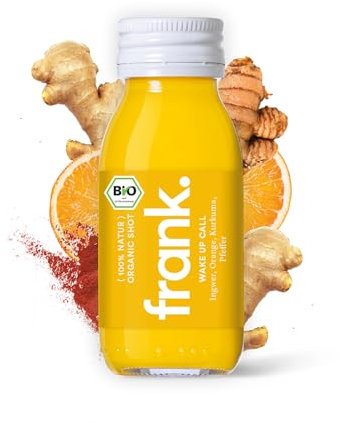 FRANK Immunity Bio Ingwer Shot | 21 x 60 ml Ingwershot Flaschen | Ingwersaft mit Kurkuma und Orange in Premium Qualität | Vegan | Nachhaltig im Glas | ohne Konservierungsstoffe