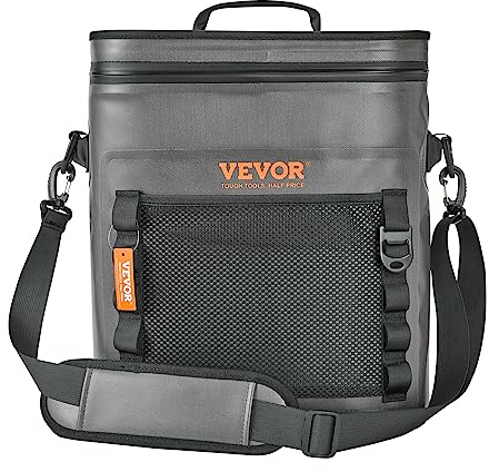 VEVOR Glacière Souple 36x28x39,5 cm 30 Canettes Sac Isotherme Hermétique en Nylon Imperméable Isolation PE Fermeture à Glissière Portable avec Poignées Bandoulière pour Randonnée Pique-Nique Extérieur